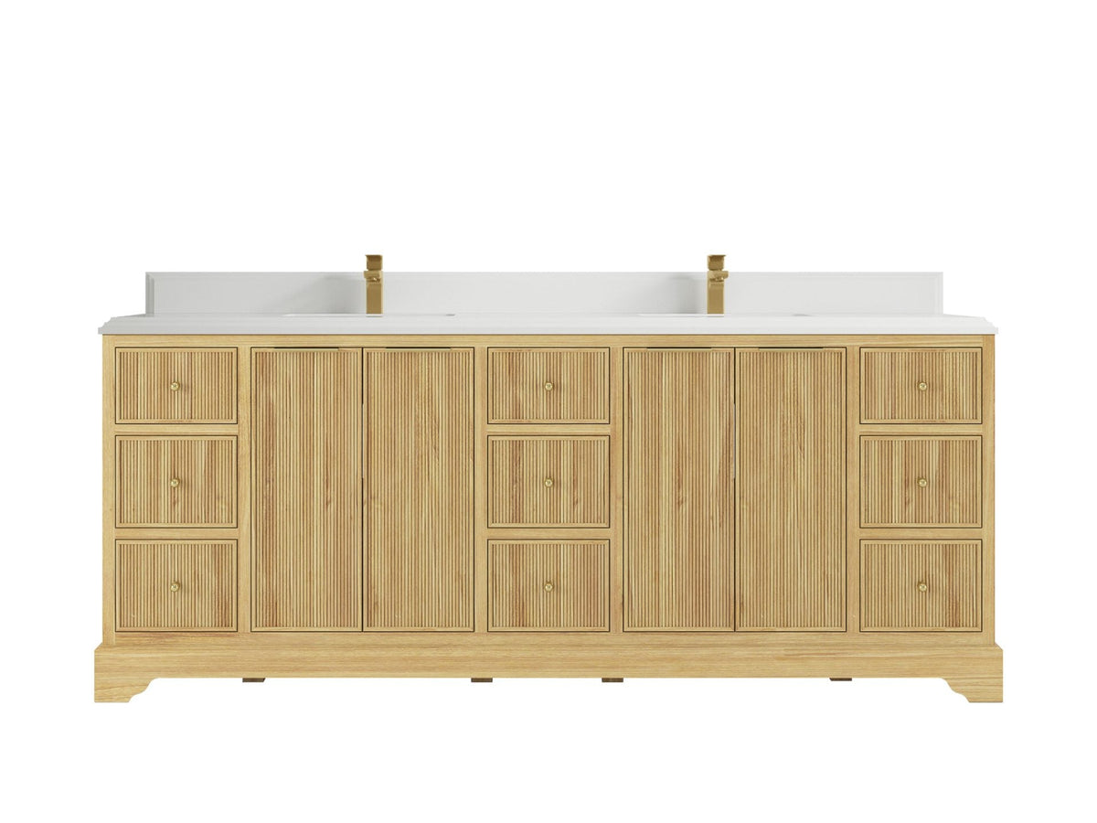 Austin Teak Wood 84 in. W x 22 in. D Double Sink Bathroom Vanity