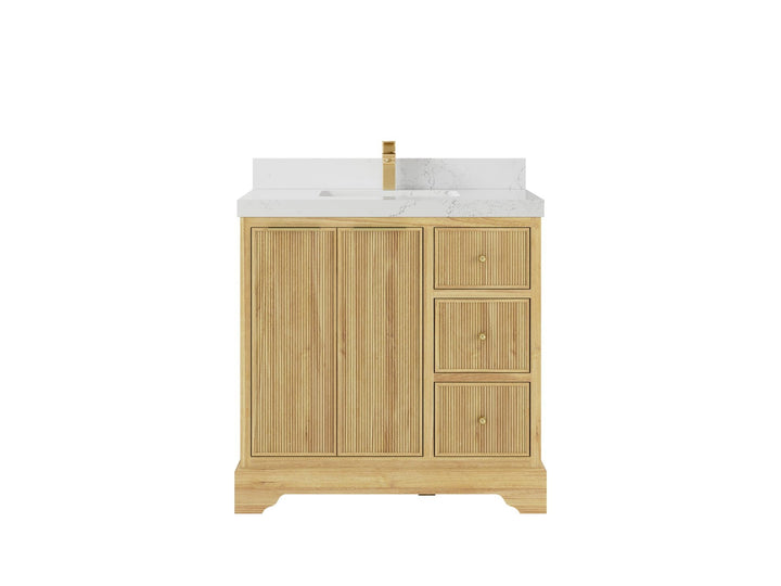 Austin Teak Wood 36" W x 22" D Center Sink Vanity for Contemporary Bathrooms - photo 14