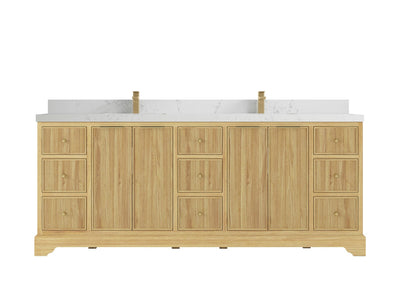Austin Teak Wood 84 in. W x 22 in. D Double Sink Bathroom Vanity
