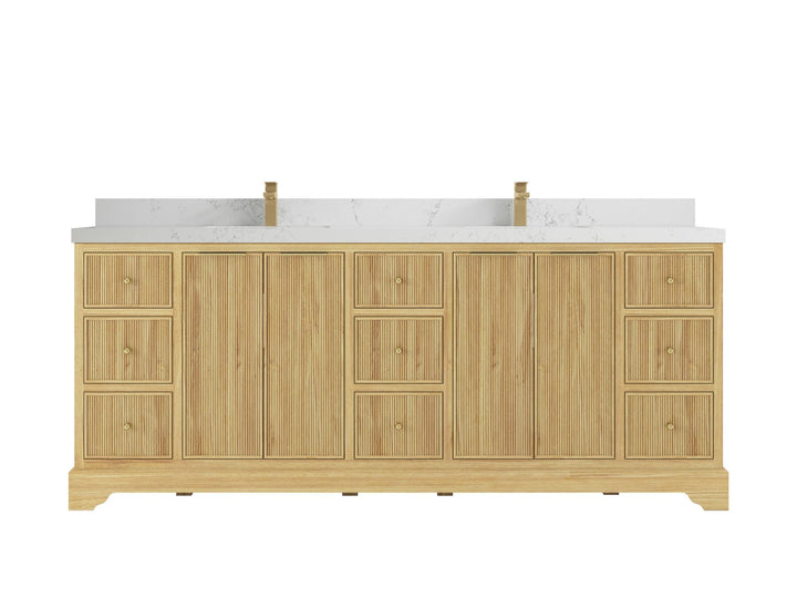 Austin Teak Wood 84 in. W x 22 in. D Double Sink Bathroom Vanity - photo 14