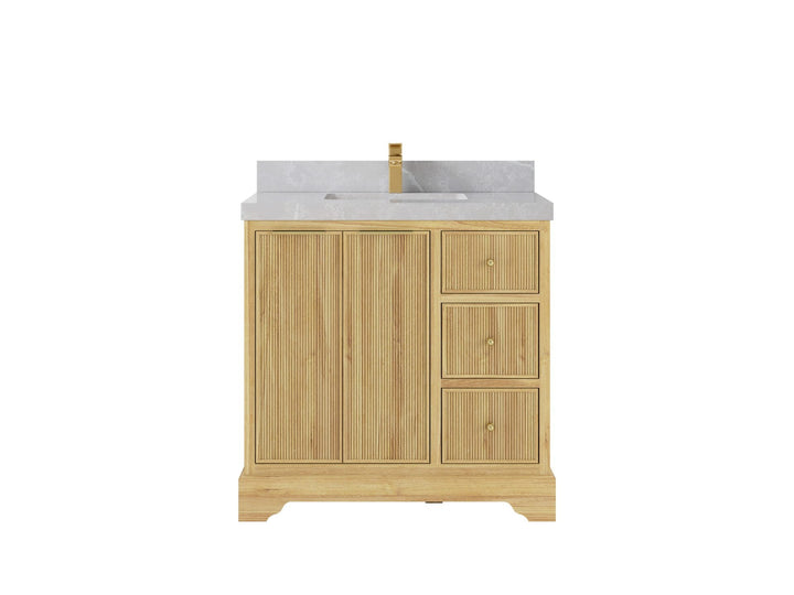 Austin Teak Wood 36" W x 22" D Center Sink Vanity for Contemporary Bathrooms - photo 15