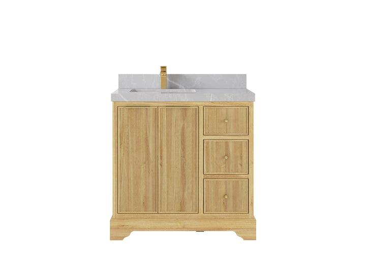 Austin Teak Wood 36 in. W x 22 in. D Left Offset Sink Bathroom Vanity - photo 15