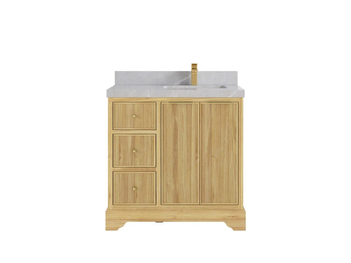 Austin Teak Wood 36 in. W x 22 in. D Right Offset Sink Bathroom Vanity - photo 15