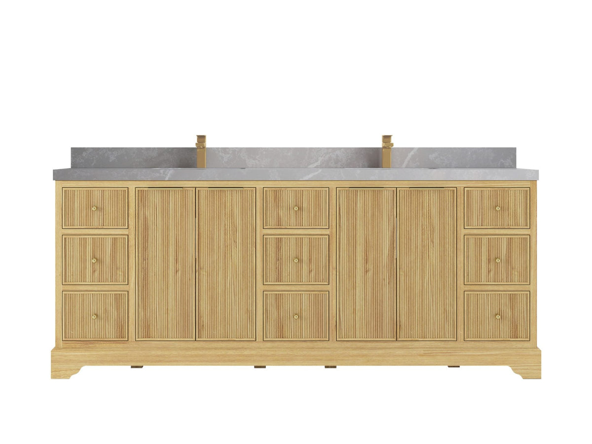 Austin Teak Wood 84 in. W x 22 in. D Double Sink Bathroom Vanity