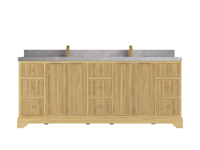 Austin Teak Wood 84 in. W x 22 in. D Double Sink Bathroom Vanity