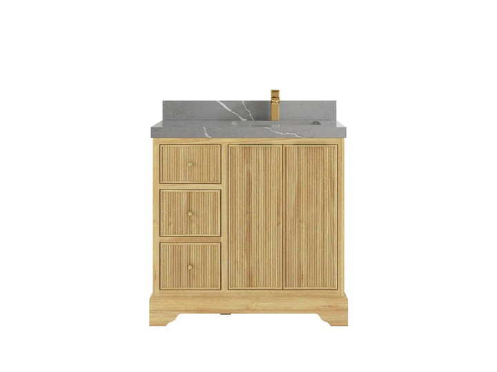 Austin Teak Wood 36 in. W x 22 in. D Right Offset Sink Bathroom Vanity - photo 16