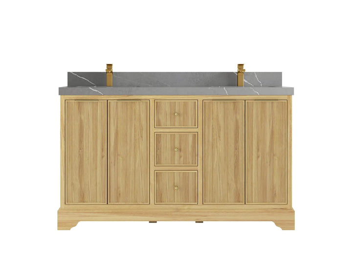 Austin Teak Wood 60 in. W x 22 in. D Double Sink Bathroom Vanity - photo 16