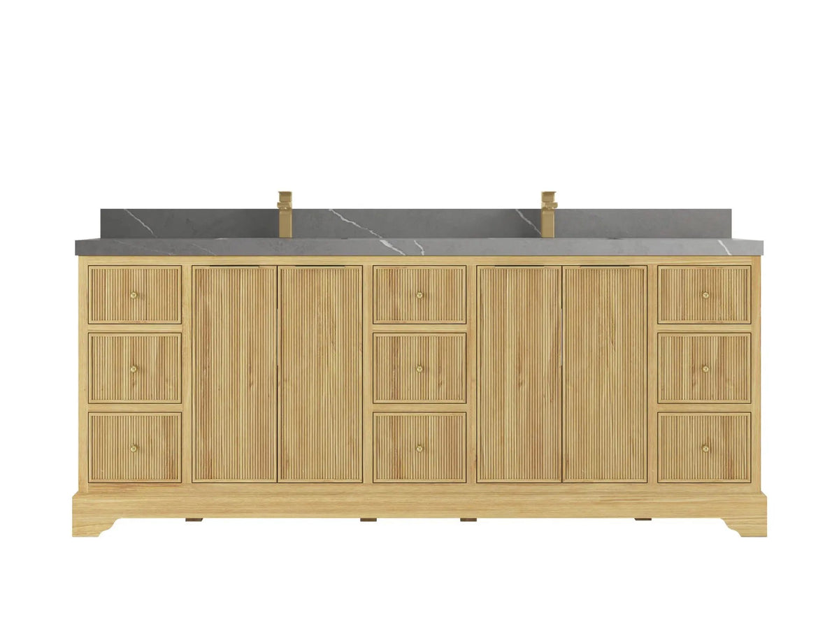 Austin Teak Wood 84 in. W x 22 in. D Double Sink Bathroom Vanity
