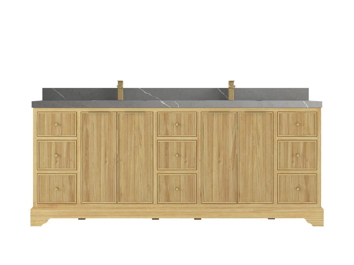 Austin Teak Wood 84 in. W x 22 in. D Double Sink Bathroom Vanity - photo 16
