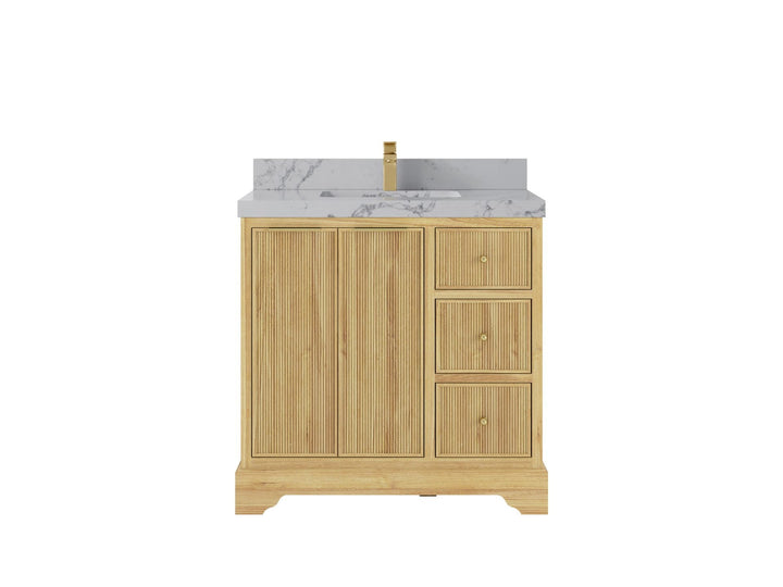 Austin Teak Wood 36" W x 22" D Center Sink Vanity for Contemporary Bathrooms - photo 17