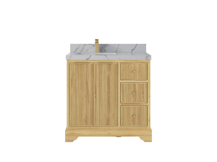 Austin Teak Wood 36 in. W x 22 in. D Left Offset Sink Bathroom Vanity - photo 17
