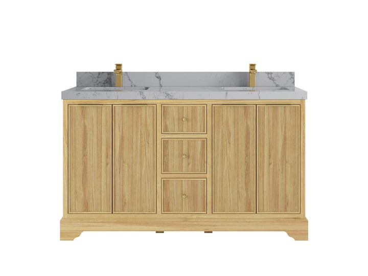 Austin Teak Wood 60 in. W x 22 in. D Double Sink Bathroom Vanity - photo 17