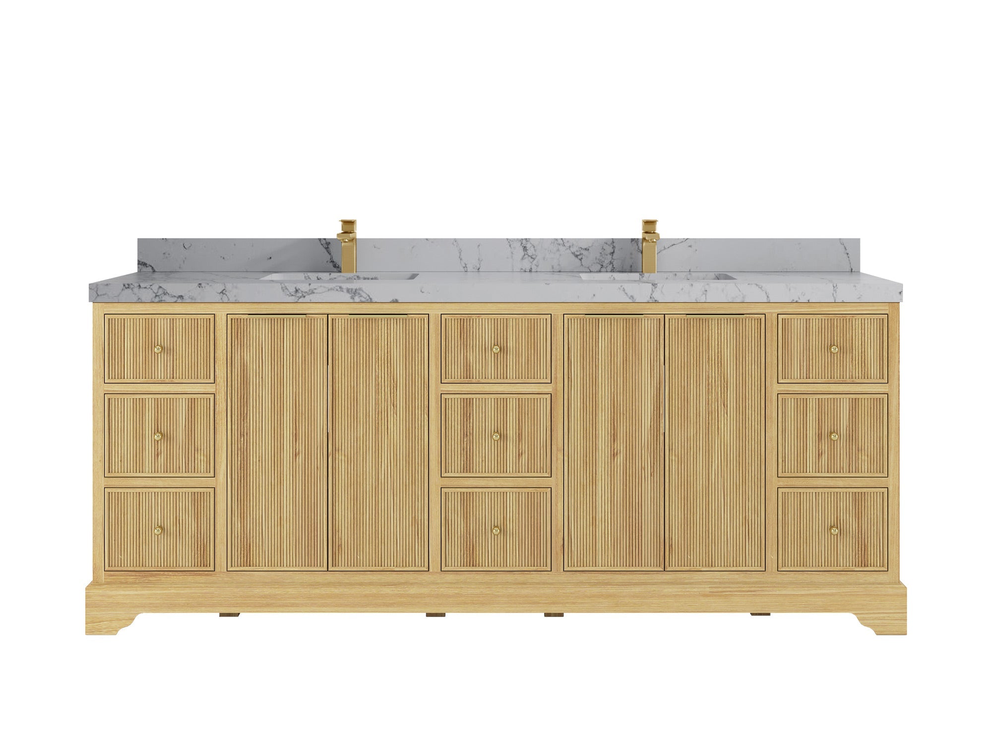Austin Teak Wood 84 in. W x 22 in. D Double Sink Bathroom Vanity