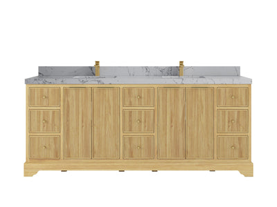 Austin Teak Wood 84 in. W x 22 in. D Double Sink Bathroom Vanity