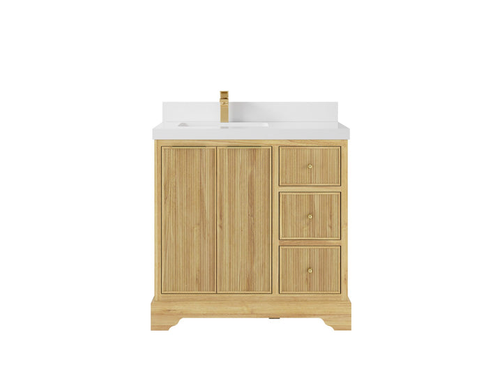 Austin Teak Wood 36 in. W x 22 in. D Left Offset Sink Bathroom Vanity - photo 18