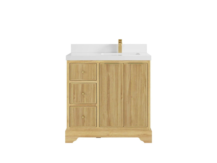 Austin Teak Wood 36 in. W x 22 in. D Right Offset Sink Bathroom Vanity - photo 18