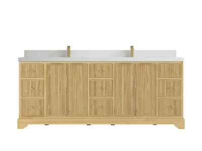 Austin Teak Wood 84 in. W x 22 in. D Double Sink Bathroom Vanity