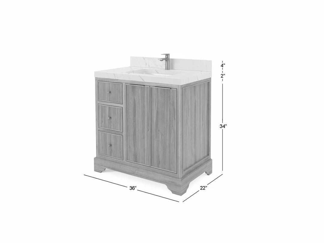 Austin Teak Wood 36 in. W x 22 in. D Center Sink Bathroom Vanity