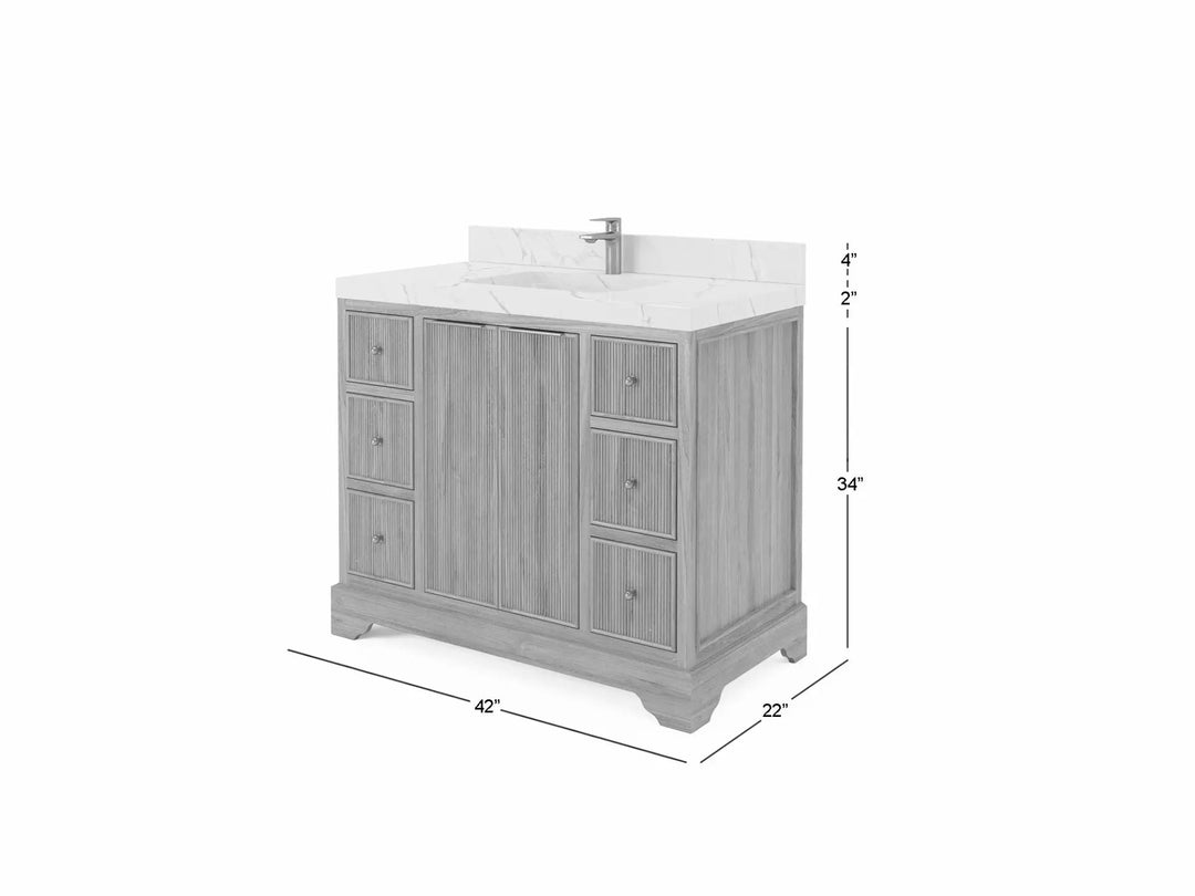 Austin Teak Wood 42 in. W x 22 in. D Single Sink Bathroom Vanity