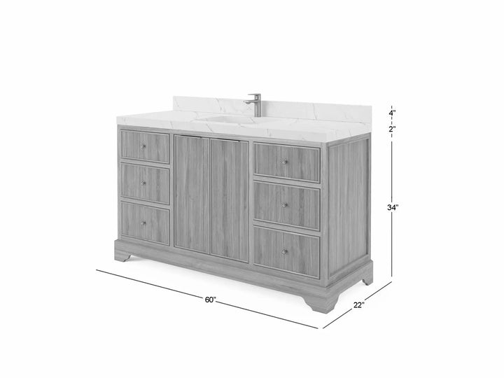 Austin Teak Wood 60 in. W x 22 in. D Single Sink Bathroom Vanity - photo 5