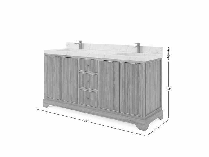 Austin Teak Wood 72 in. W x 22 in. D Double Sink Bathroom Vanity - photo 5