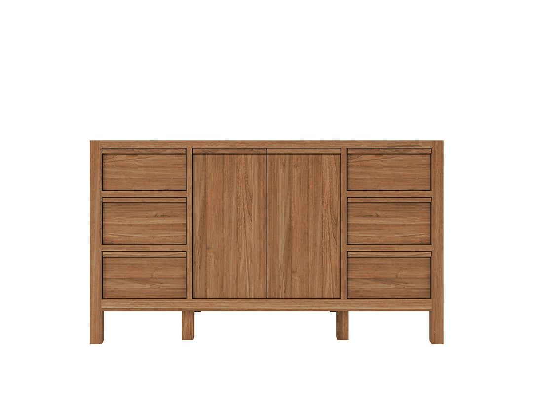 Elizabeth Teak 60 in. W x 22 in. D Single Sink Bathroom Vanity in Dark Natural with Countertop - Cabinet Only