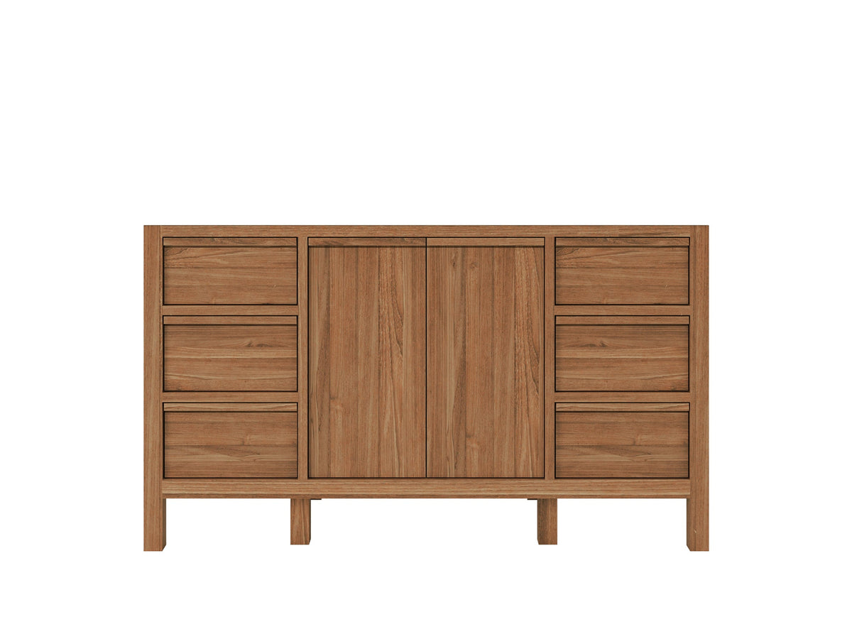 Elizabeth Teak 60 in. W x 22 in. D Single Sink Bathroom Vanity in Dark Natural with Countertop - Cabinet Only