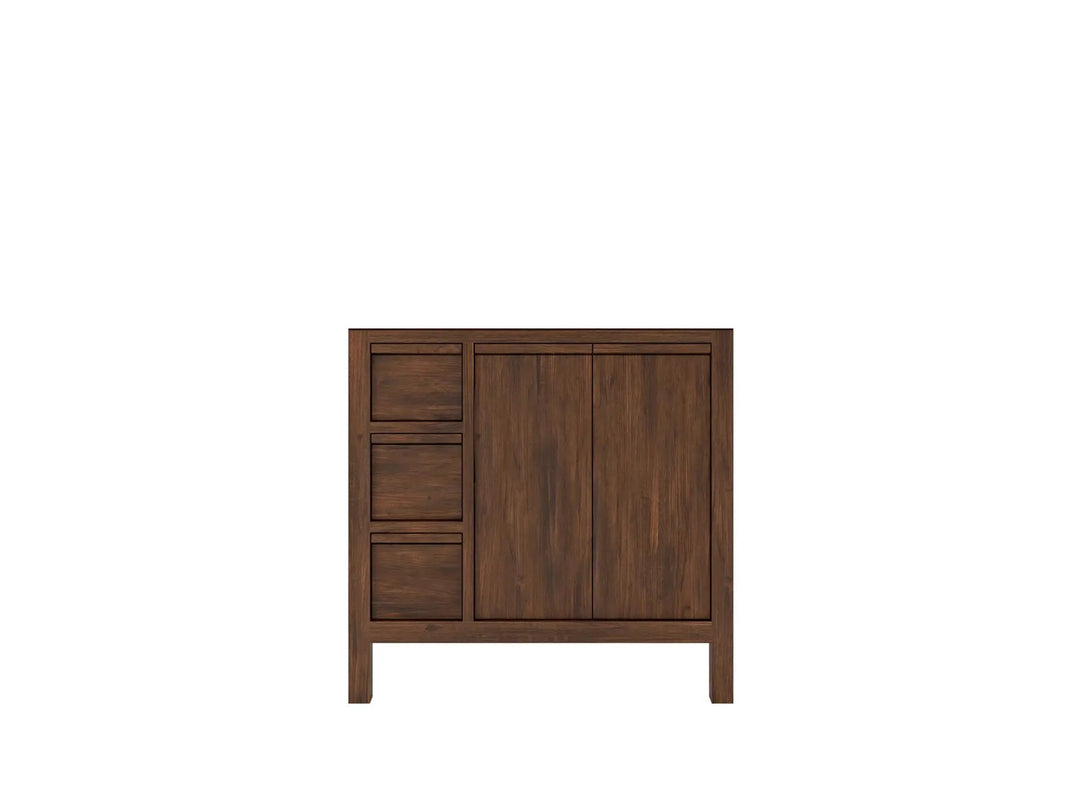 Elizabeth Teak 36 Right Offset in. W x 22 in. D Single Sink Bathroom Vanity in Dark Walnut with Countertop - Cabinet Only