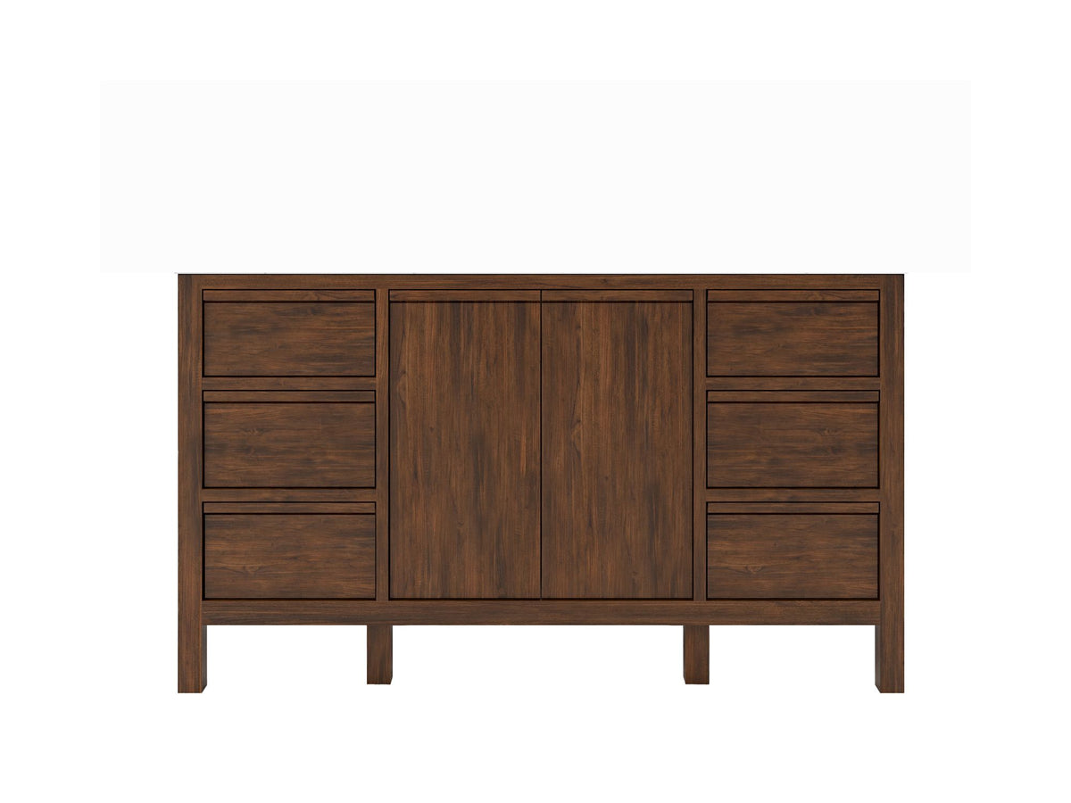 Elizabeth Teak 60 in. W x 22 in. D Single Sink Bathroom Vanity in Dark Walnut with Countertop - Cabinet Only