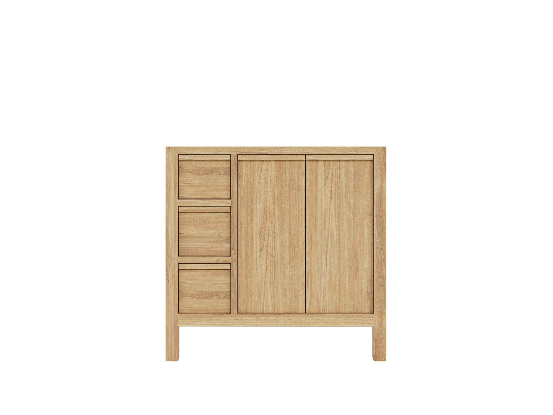 Elizabeth Teak 36 Right Offset in. W x 22 in. D Single Sink Bathroom Vanity in Light Natural with Countertop - Cabinet Only