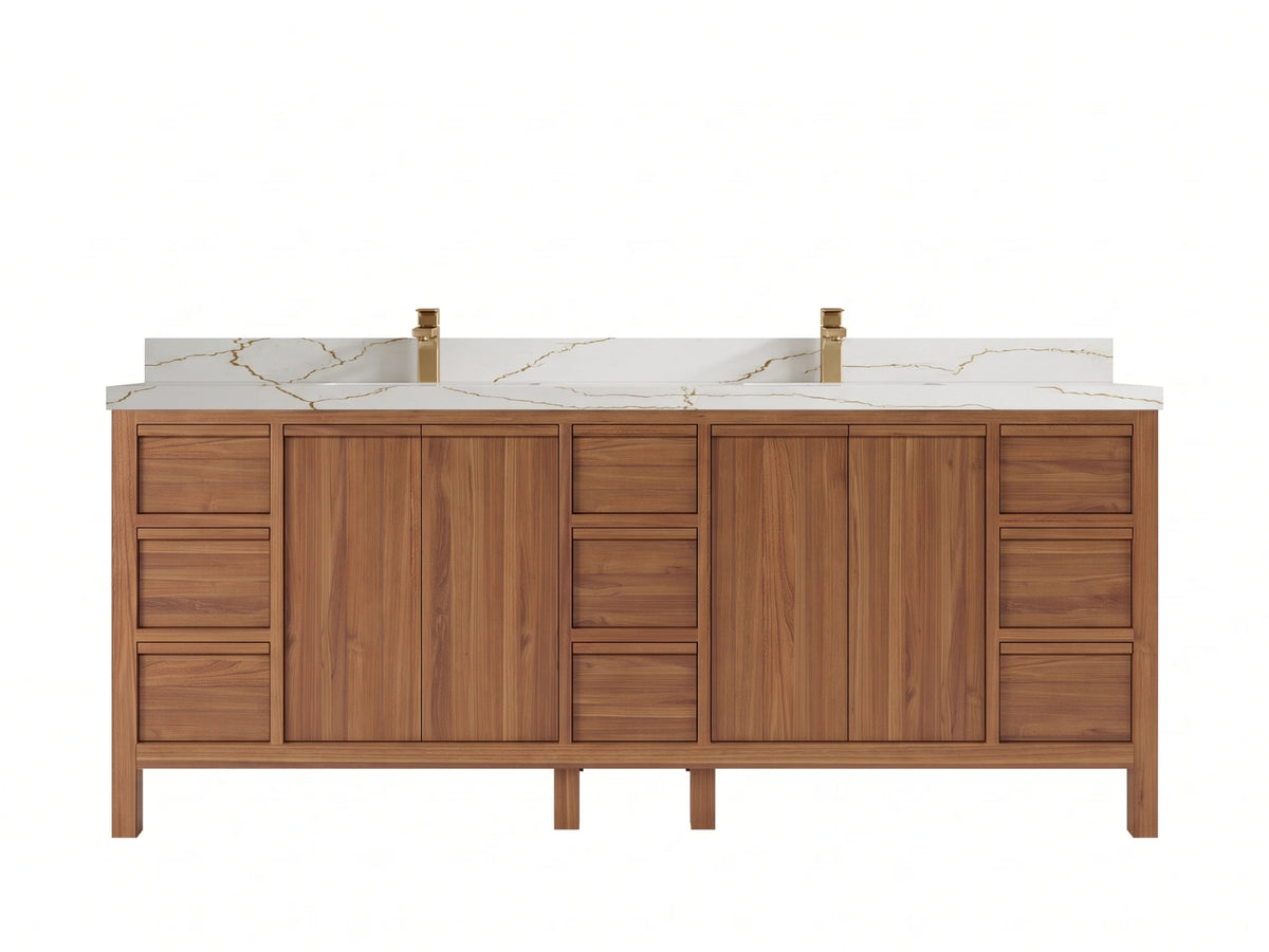 Elizabeth Teak Wood 84 in. W x 22 in. D Double Sink Bathroom Vanity