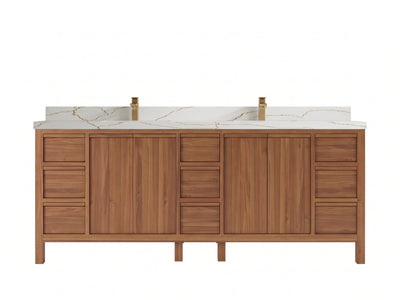 Elizabeth Teak Wood 84 in. W x 22 in. D Double Sink Bathroom Vanity