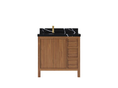 Elizabeth Teak Wood 36 in. W x 22 in. D Left Offset Sink Bathroom Vanity - photo 7