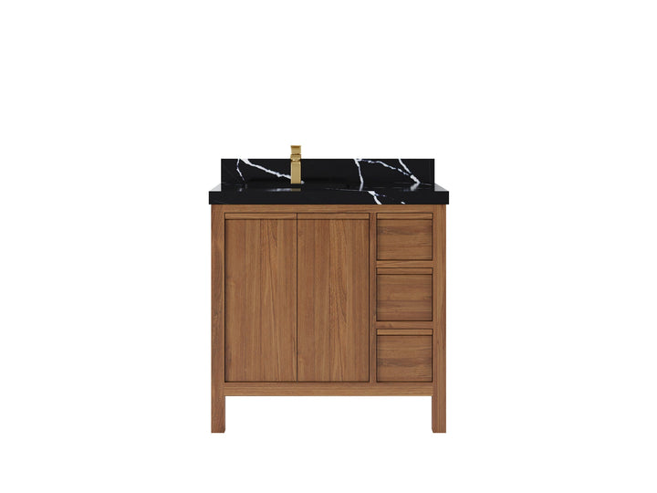 Elizabeth Teak Wood 36 in. W x 22 in. D Left Offset Sink Bathroom Vanity - photo 7