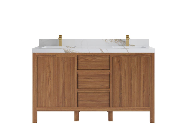 Elizabeth Teak Wood 60 in. W x 22 in. D Double Sink Bathroom Vanity - photo 8