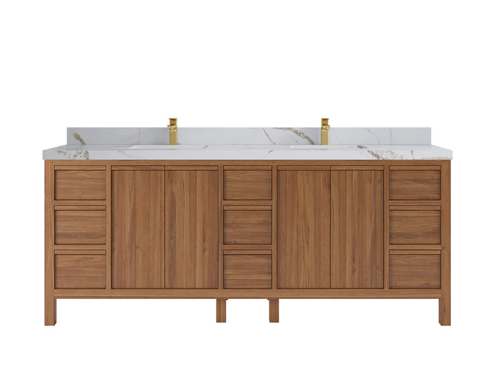 Elizabeth Teak Wood 84 in. W x 22 in. D Double Sink Bathroom Vanity - photo 8