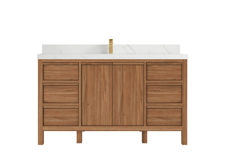 Elizabeth Teak Wood 60 in. W x 22 in. D Single Sink Bathroom Vanity - photo 9