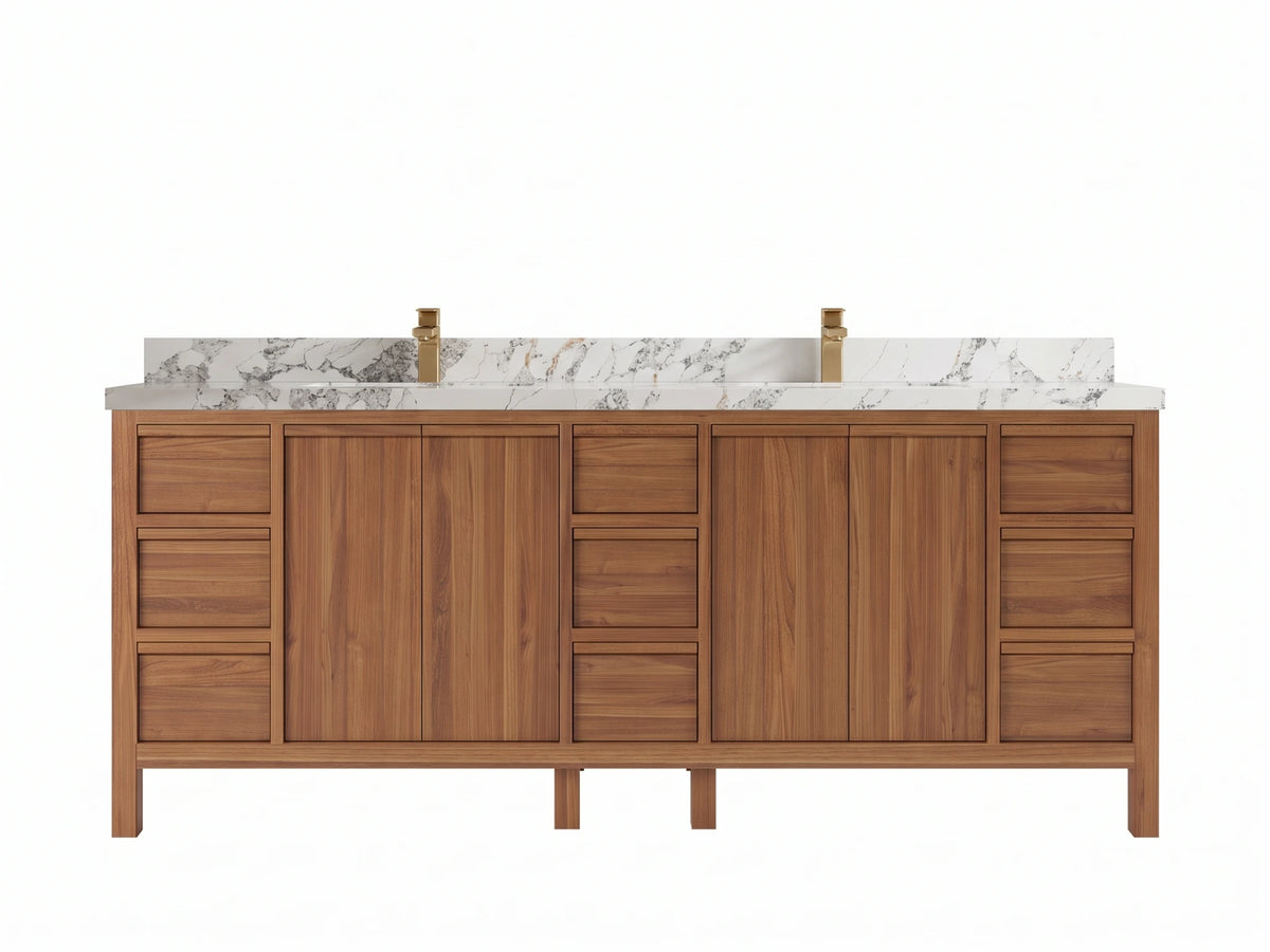 Elizabeth Teak Wood 84 in. W x 22 in. D Double Sink Bathroom Vanity
