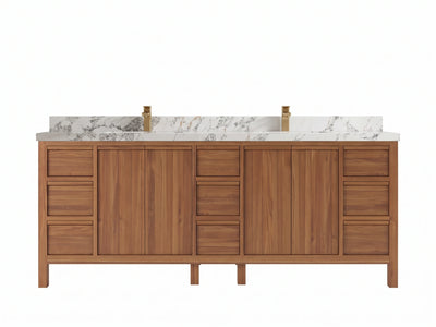 Elizabeth Teak Wood 84 in. W x 22 in. D Double Sink Bathroom Vanity