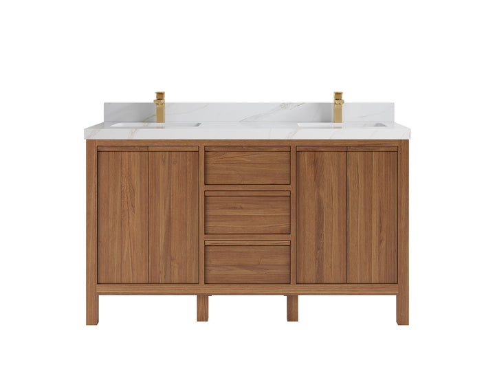 Elizabeth Teak Wood 60 in. W x 22 in. D Double Sink Bathroom Vanity - photo 12
