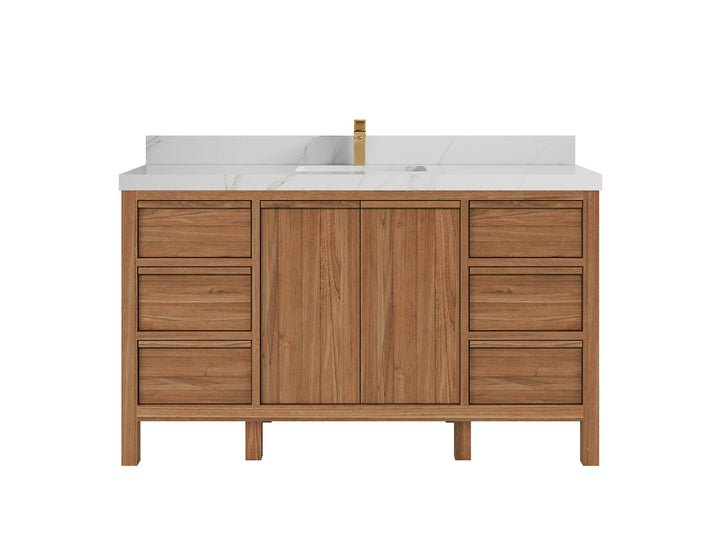 Elizabeth Teak Wood 60 in. W x 22 in. D Single Sink Bathroom Vanity - photo 12