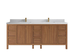 Elizabeth Teak Wood 84 in. W x 22 in. D Double Sink Bathroom Vanity - photo 12