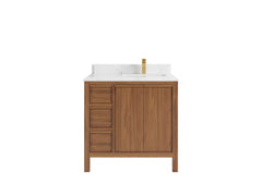 Elizabeth Teak Wood 36 in. W x 22 in. D Right Offset Sink Bathroom Vanity - photo 16