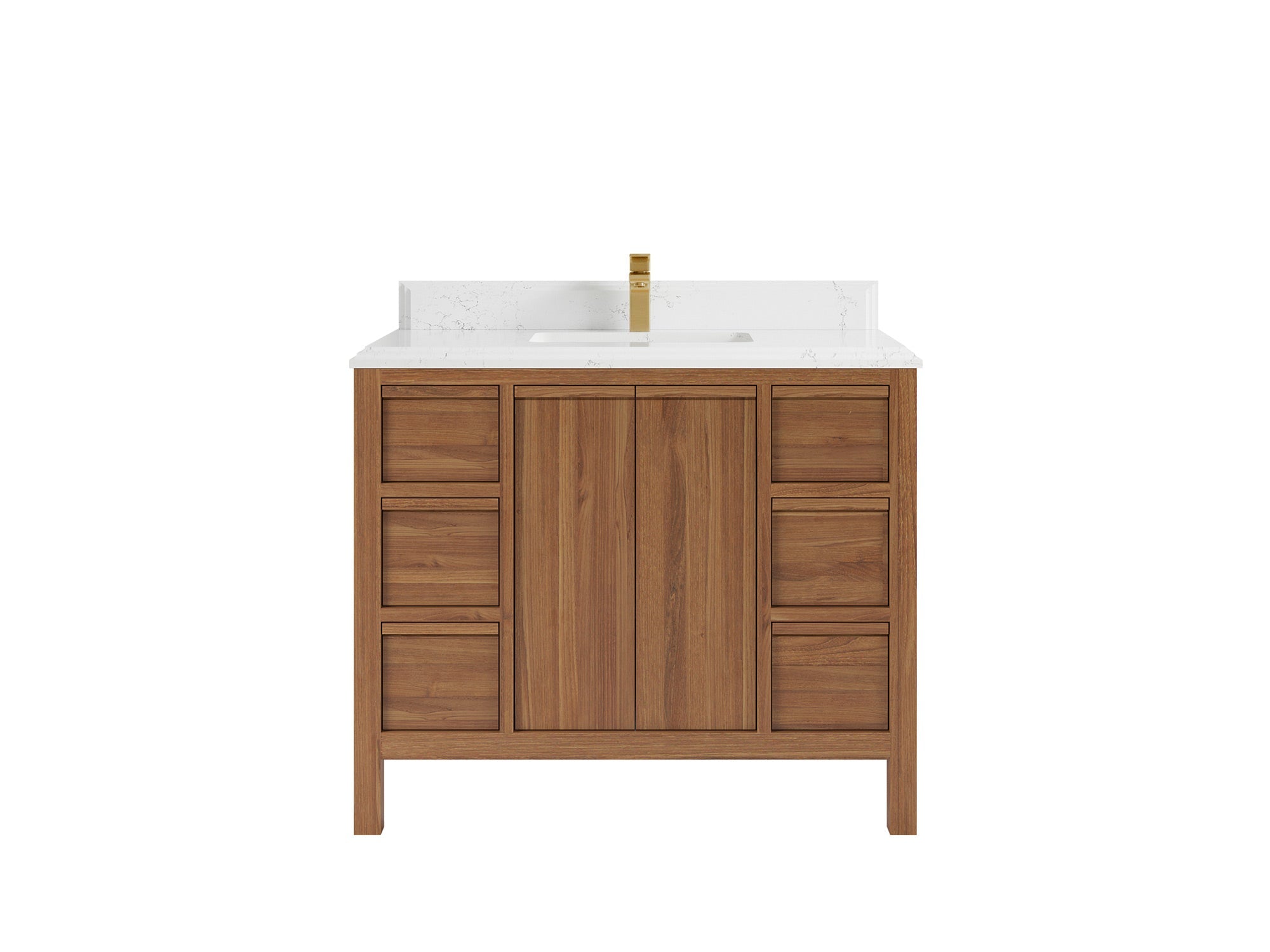 Elizabeth Teak 42 in. W x 22 in. D Single Sink Bathroom Vanity in Dark Natural with 1.5 in Double Cove Edge Empira Quartz Countertop