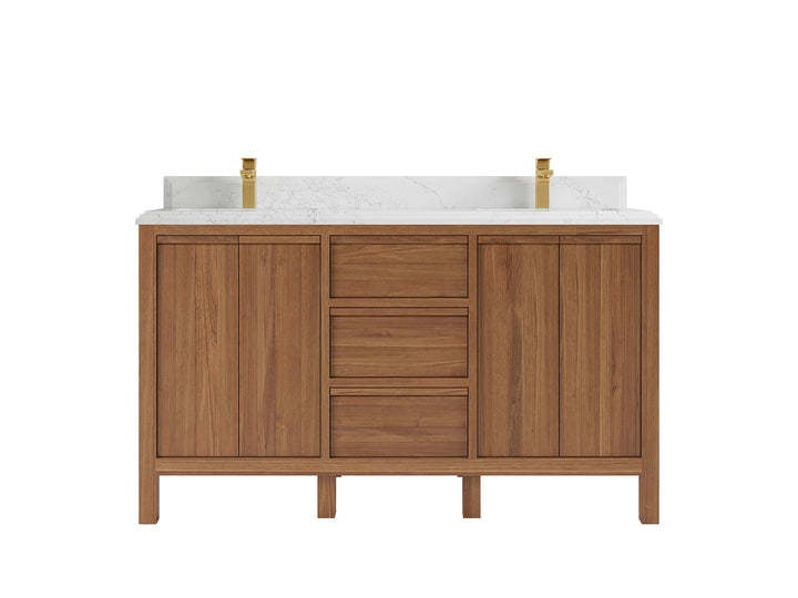 Elizabeth Teak Wood 60 in. W x 22 in. D Double Sink Bathroom Vanity - photo 16