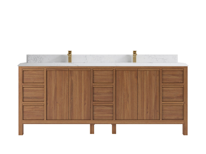 Elizabeth Teak Wood 84 in. W x 22 in. D Double Sink Bathroom Vanity - photo 16