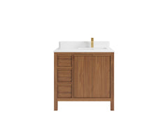 Elizabeth Teak Wood 36 in. W x 22 in. D Right Offset Sink Bathroom Vanity - photo 17