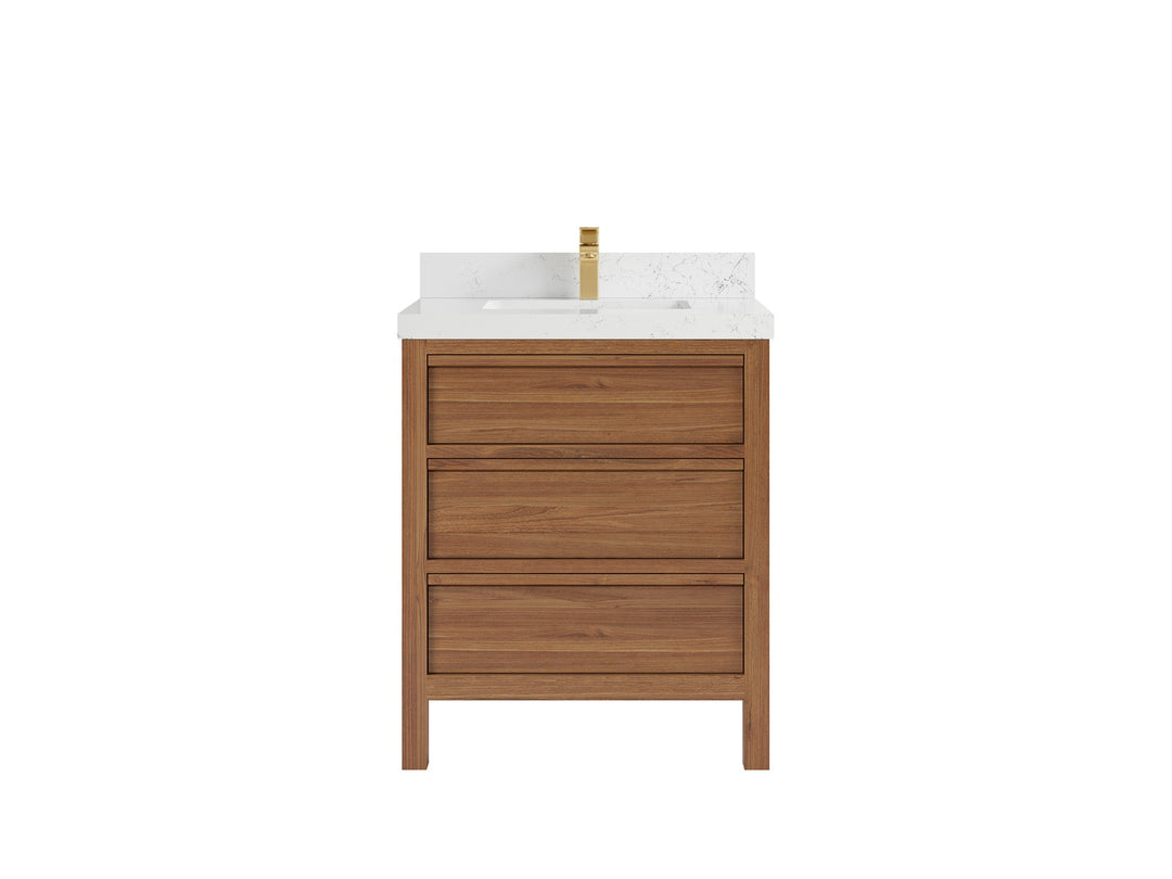 Elizabeth Teak 30 in. W x 22 in. D Single Sink Bathroom Vanity in Dark Natural with 2 in Empira Quartz Countertop