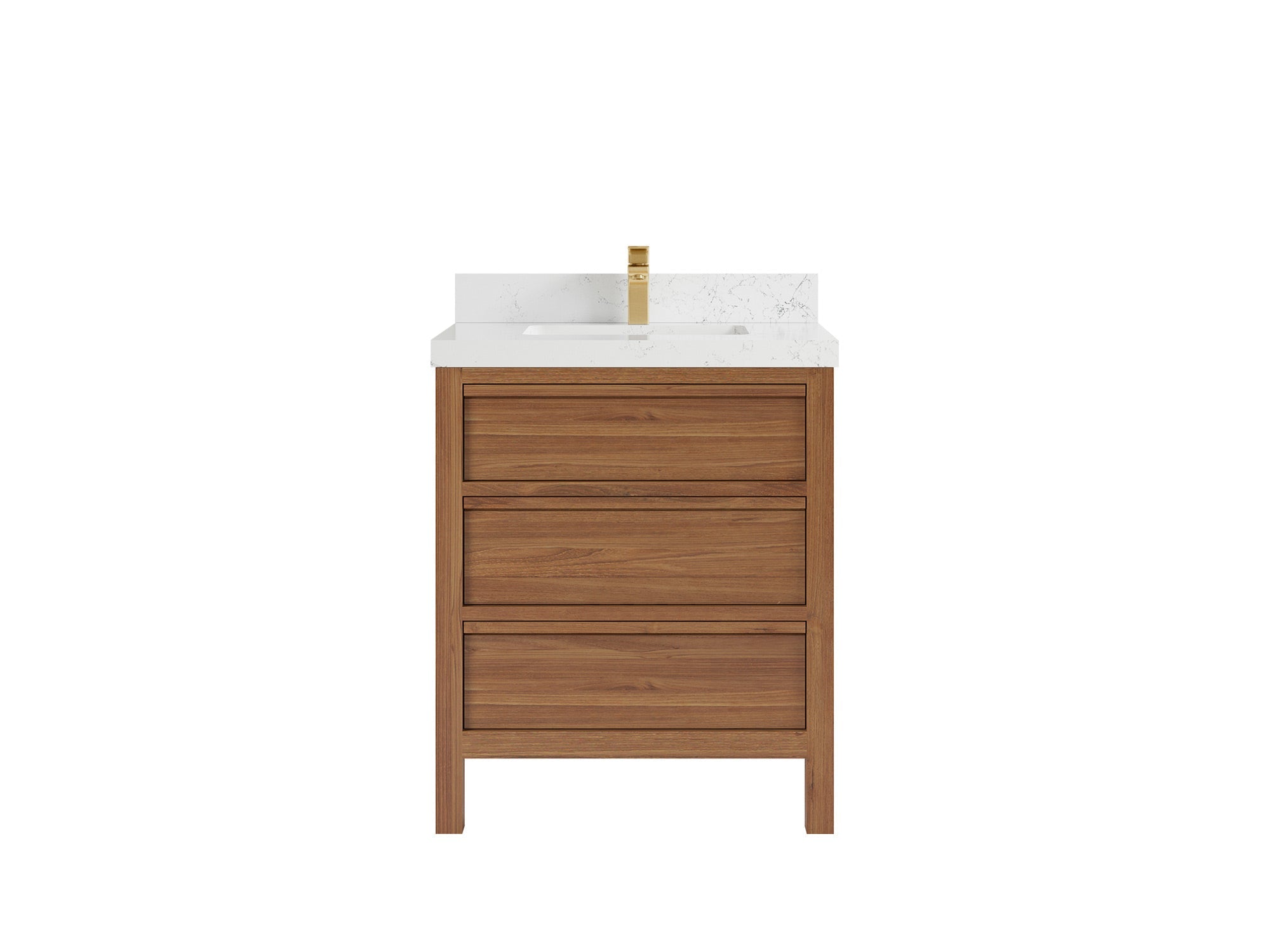 Elizabeth Teak 30 in. W x 22 in. D Single Sink Bathroom Vanity in Dark Natural with 2 in Empira Quartz Countertop