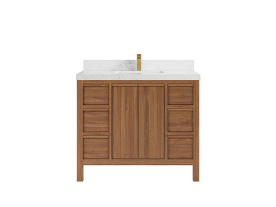Elizabeth Teak 42 in. W x 22 in. D Single Sink Bathroom Vanity in Dark Natural with 2 in Empira Quartz Countertop
